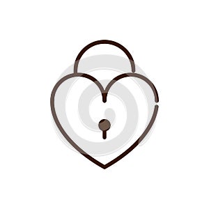 Security padlock love heart romantic passion feeling related icon thick line
