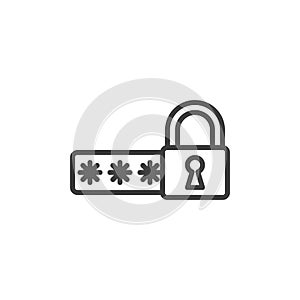 Security password code line icon