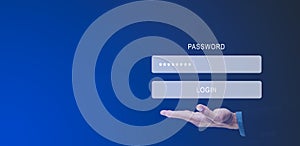 Security password login online concept  Hands typing and entering username and password of social media, log in with smartphone to