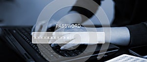 Security password login online concept Hands typing and entering username and password of social media, log in with smartphone to