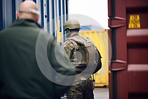 security personnel checking container manifest