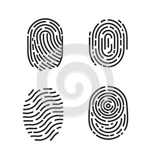 Identification Fingerprints Sketches Set Vector