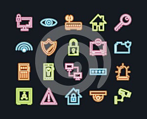 Security, protect and technology icons
