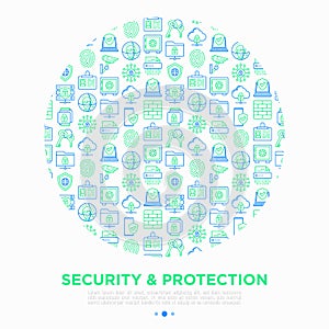 Security and protection concept in circle