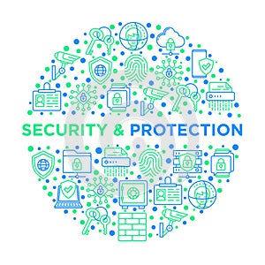 Security and protection concept in circle