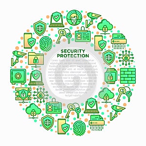 Security and protection concept in circle