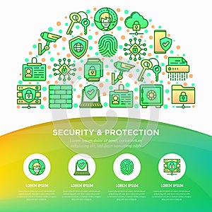 Security and protection concept in half circle