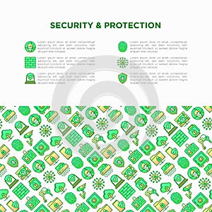 Security and protection concept with line icons