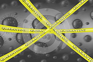 Security Quarantine Tapes. Danger of infection. Covid 19- Coronavirus