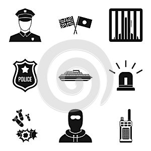 Security service icons set, simple style