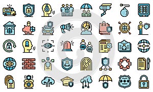 Security service icons set vector flat