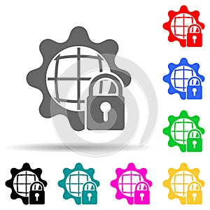 security setting multi color style icon. Simple glyph, flat vector of cyber security icons for ui and ux, website or mobile