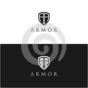 Security Shield / Armor with Initial letter AA logo design