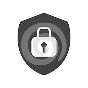 security shield lock icon flat vector illustration