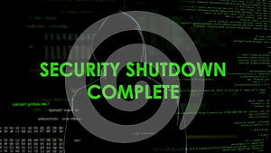 Security shutdown complete, cyberattack on national defense system, terrorism