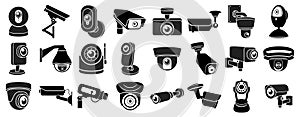 Security surveillance camera, CCTV vector icons set