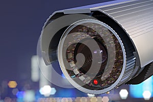 Security surveillance camera in the city, 3D rendering