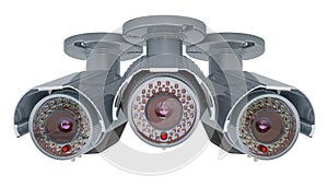 Security surveillance cameras, 3D rendering