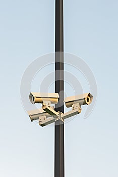 Security surveillance video cameras on pole safety protection monitoring crime