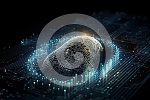 Security system concept of technology device is using technological fingerprint to access it. Generative AI