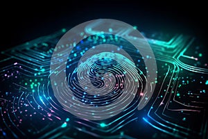 Security system concept of technology device is using technological fingerprint to access it. Generative AI