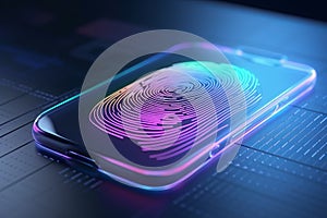 Security system concept of technology device is using technological fingerprint to access it. Generative AI