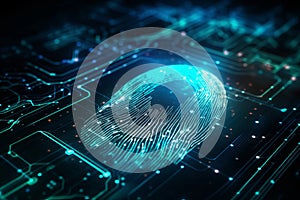Security system concept of technology device is using technological fingerprint to access it. Generative AI