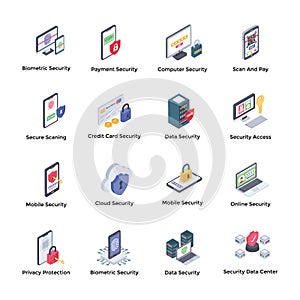 Security System Isometric Icons Pack