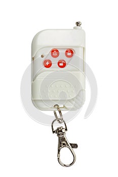 Security system remote control with carabiner isolated on a white background