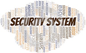 Security System typography vector word cloud