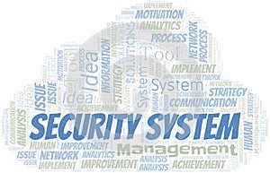 Security System typography vector word cloud.