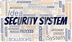 Security System typography vector word cloud.