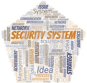 Security System typography vector word cloud.