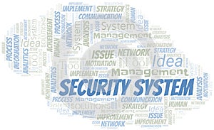 Security System typography vector word cloud.