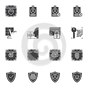 Security system vector icons set