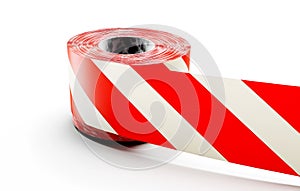 Security tape with red stripes isolated on a white background