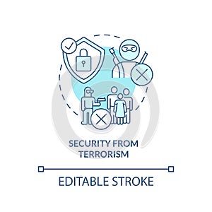 Security from terrorism turquoise concept icon