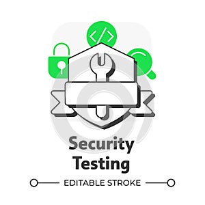 Security testing flat outline concept icon