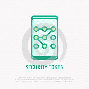 Security token, graphic key on smartphone icon