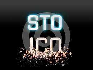 Security Token Offering STO versus Initial Coin Offering ICO as a new proposing technology for crypto currency. photo