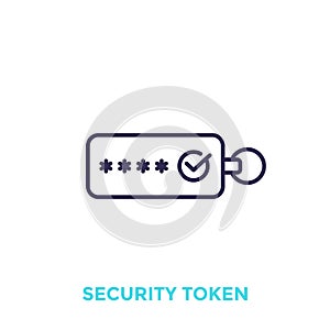 Security token, vector line icon