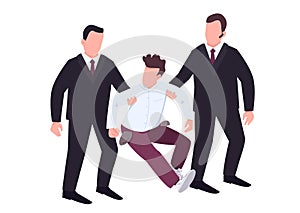 Security with troublemaker flat color vector faceless characters photo