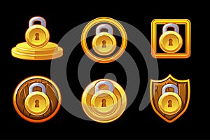 Security vector icon. Set vector Lock security icon. Shield and padlock security icon.