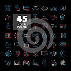 Security vector icon set on white background