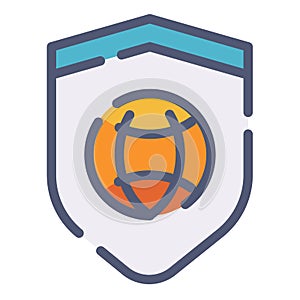 Security vpn secure internet single isolated icon with flat dash or dashed style