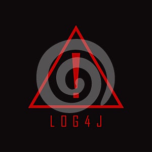 Security Vulnerability Log4j. Java code log4j with warning sign. Cyberspace and vulnerability. Vector illustration