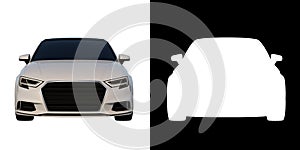 Sedan car city tourism transport 1- front  view white background 3D Rendering Ilustracion 3D