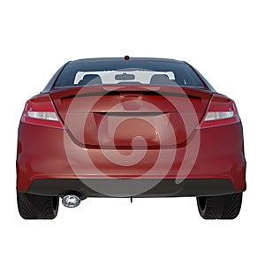 Sedan car city tourism transport 2- back view white background 3D Rendering Ilustracion 3D