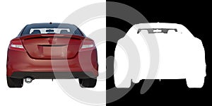 Sedan car city tourism transport 2- back view white background alpha png 3D Rendering Ilustracion 3D