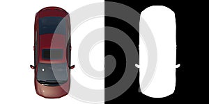 Sedan car city tourism transport 2- top view white background 3D Rendering Ilustracion 3D photo